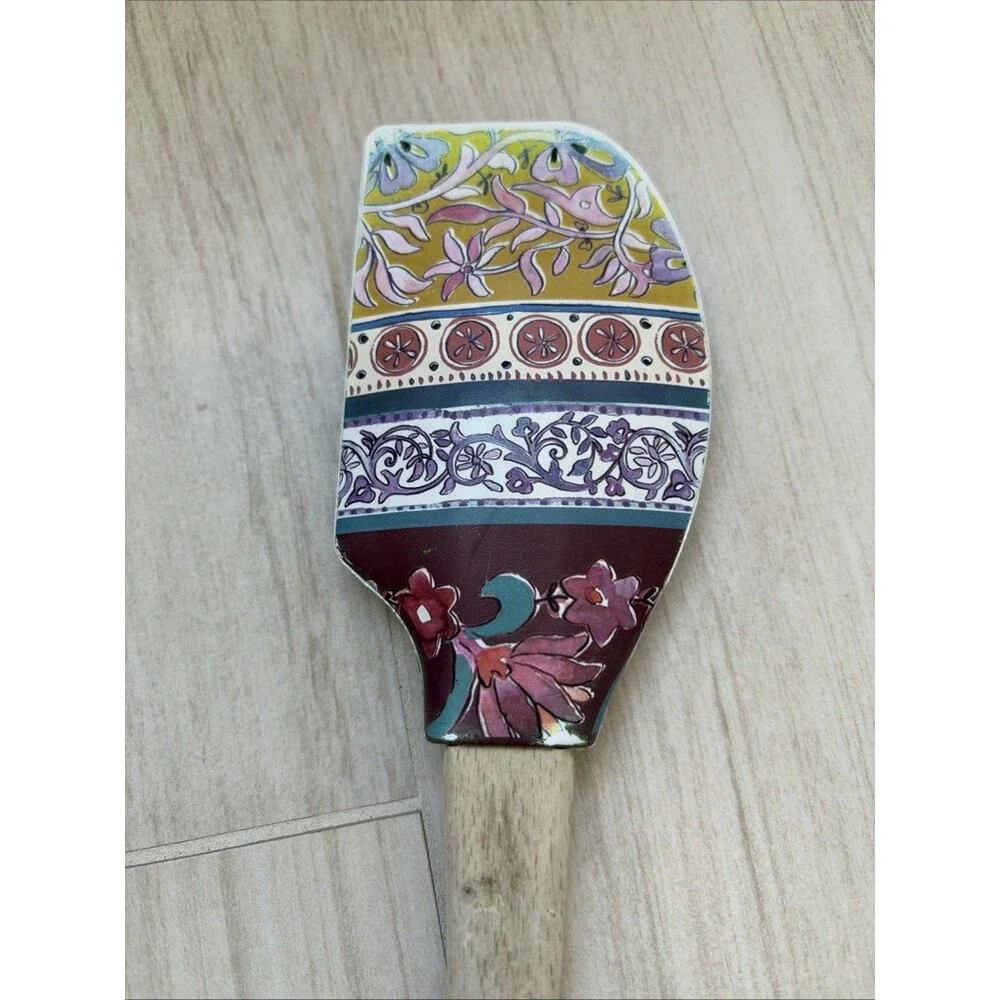 Anthropologie Floral Spatula Silicone Beechwood 0242